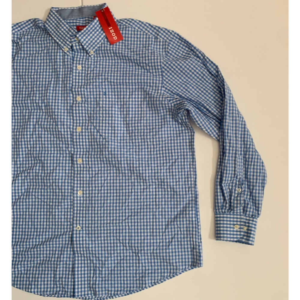 Izod Men's Size L Button Down Long Sleeve Essentials Check Regular Fit Shirt New - Picture 9 of 14